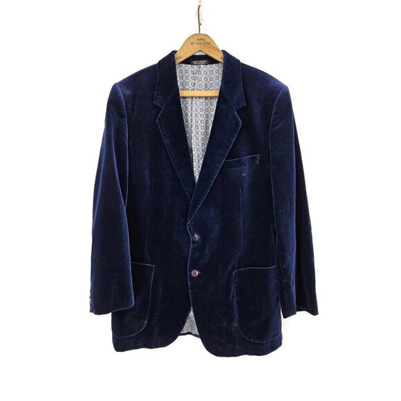 Vintage Jaguar Navy Velvet Sportscoat 4/40 Blazer Jacket - Picture 1 of 11